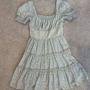 Altar'd State Green and White Floral Mini Dress